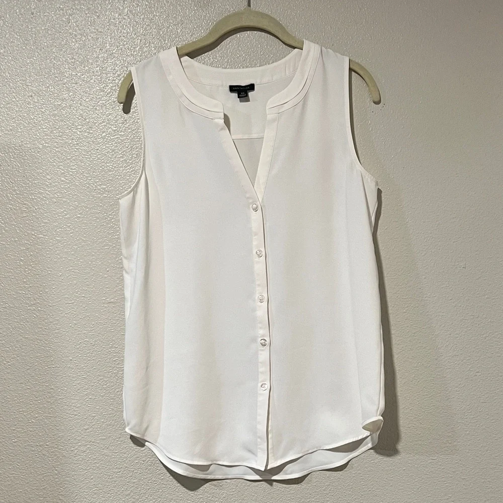 Ann Taylor Ivory Sleeveless Blouse - Picture 2 of 7